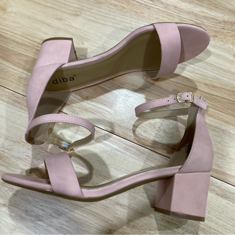 Diba Women's Blush Pink Block Heel Ankle Strap Sandals Size 8